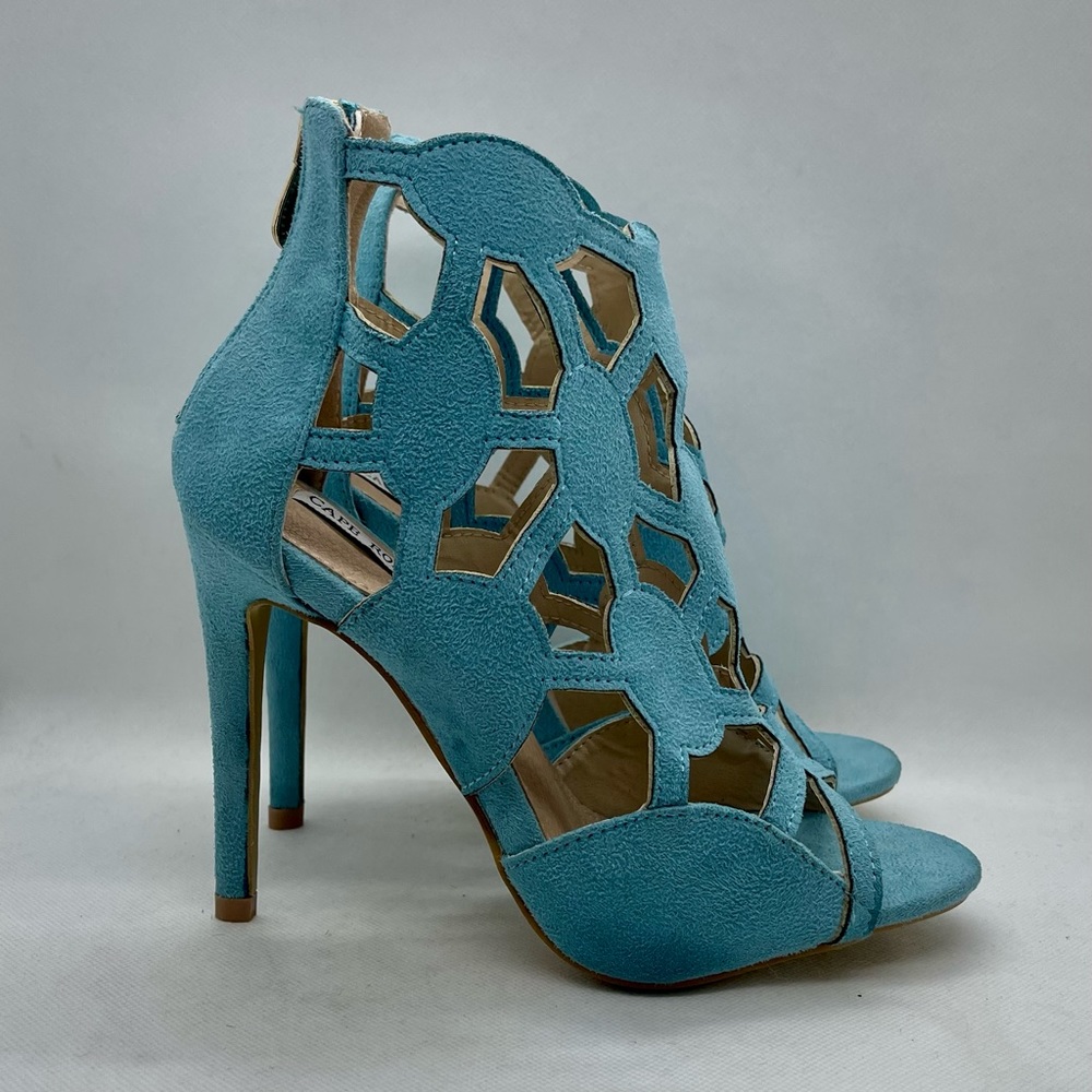 Cape Robbin Lena sueded laser cut heels